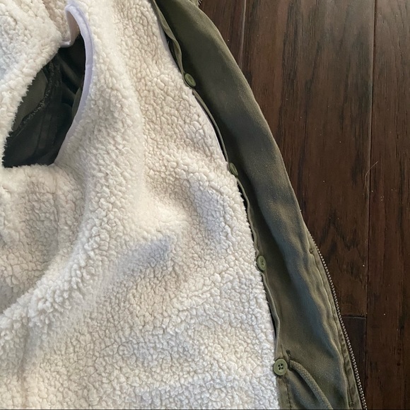Khaki Green Jacket Max Jeans Sz L Removable Fleece Lining - Picture 6 of 13